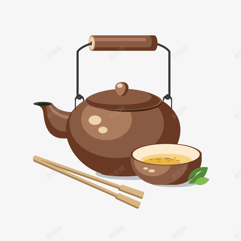 灰色扁平化茶壶卡通插画矢量图ai免抠素材_88icon https://88icon.com 卡通 大碗茶 扁平化 插画 灰色 茶叶 茶壶 矢量图