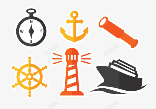 小清新航海旅行图标图标