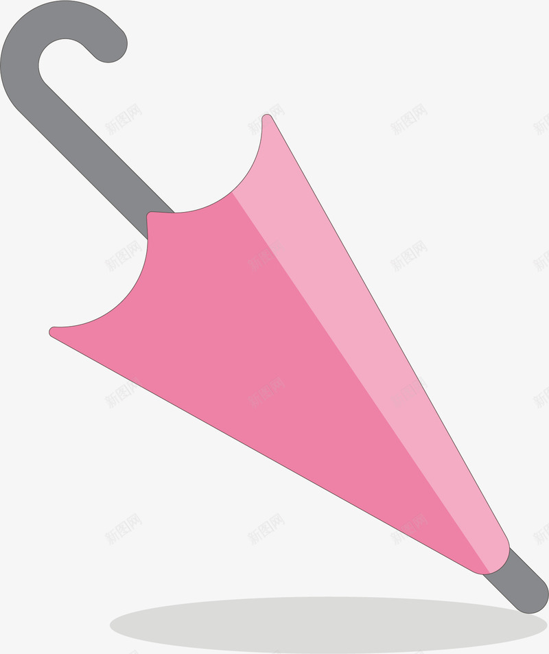 一个粉色的雨伞矢量图ai免抠素材_88icon https://88icon.com 卡通 手柄 白色 白色背景 粉色 雨伞 黑色 矢量图