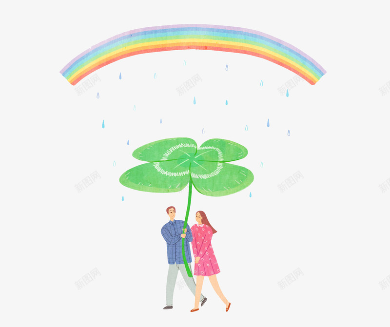 手绘彩虹雨png免抠素材_88icon https://88icon.com 卡通人物 叶子伞 彩色 彩虹笔刷 彩虹雨 手绘彩虹 自然景观 避雨