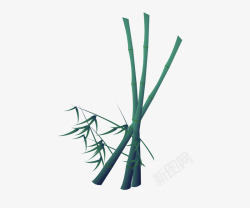 深绿色卡通竹子素材