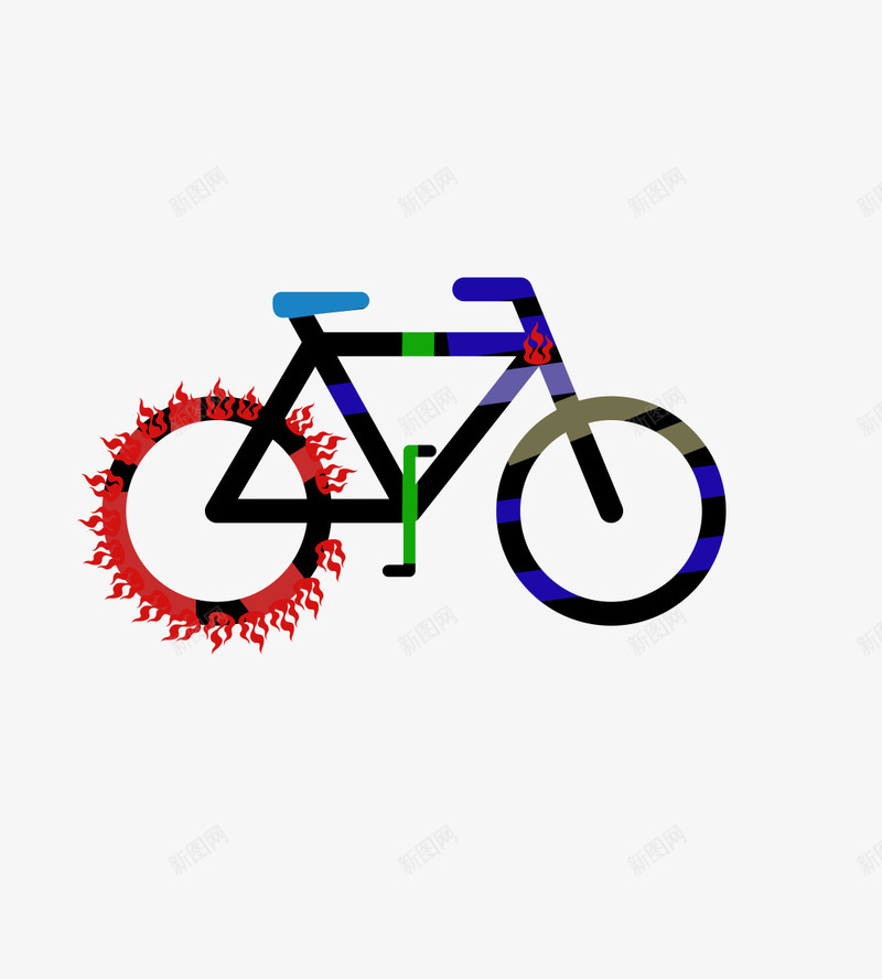 艺术单车具有不同的艺术颜色搭配png免抠素材_88icon https://88icon.com 单车 自行车 艺术 车