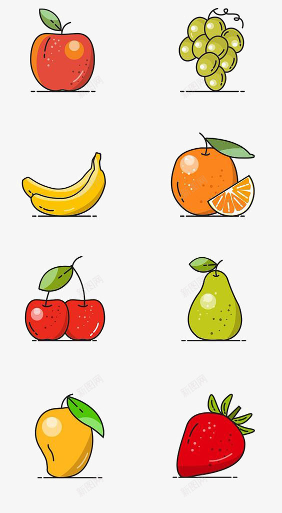 卡通水果png免抠素材_88icon https://88icon.com 创意水果 提子 橙子 水果插画 红苹果 绿葡萄 苹果插画 葡萄 香蕉