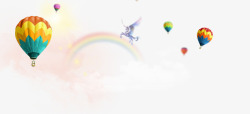 热气球彩虹背景素材