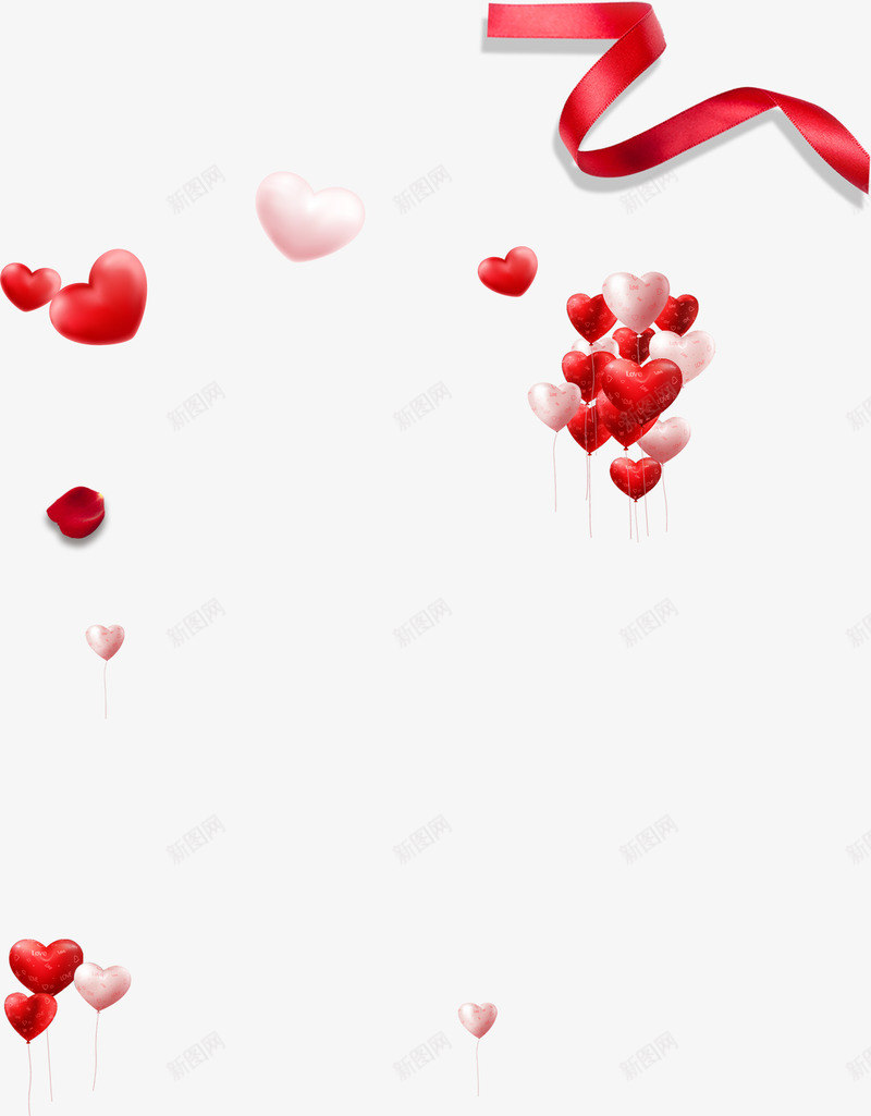 红色情人节爱心气球png免抠素材_88icon https://88icon.com 婚庆 婚礼 浪漫 爱心气球 爱情 绸带 花瓣