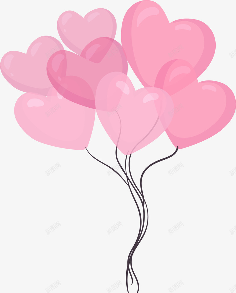 情人节粉色爱心气球png免抠素材_88icon https://88icon.com 一串气球 大串气球 情人节 爱心气球 爱情 粉色气球