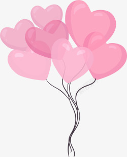大串情人节粉色爱心气球高清图片