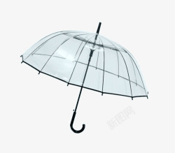浅蓝色雨伞浅蓝色透明长柄雨伞高清图片