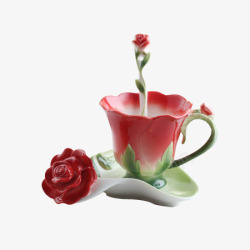 玫瑰花形茶杯七夕情人节素材