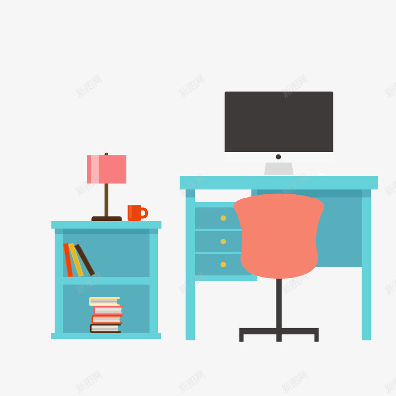 电脑桌书柜家装卡通卧室png免抠素材_88icon https://88icon.com 书柜 书籍 卡通 卧室 双人床 墙画 家装 床 床头柜 床头灯 插画 椅子 水杯 电脑 电脑桌 电脑桌书柜家装矢量卡通卧室设计插图免费下载 碳带 装饰