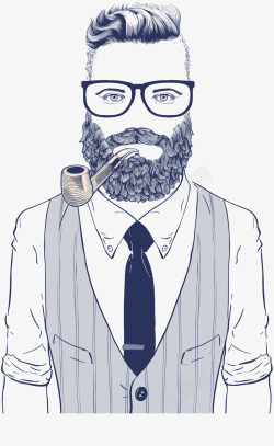 男人抽烟抽烟斗的男人插画矢量图高清图片