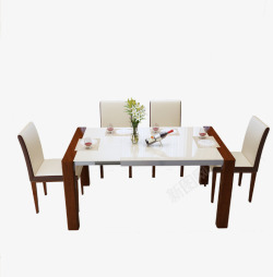 白色实木桌椅七夕情人节素材