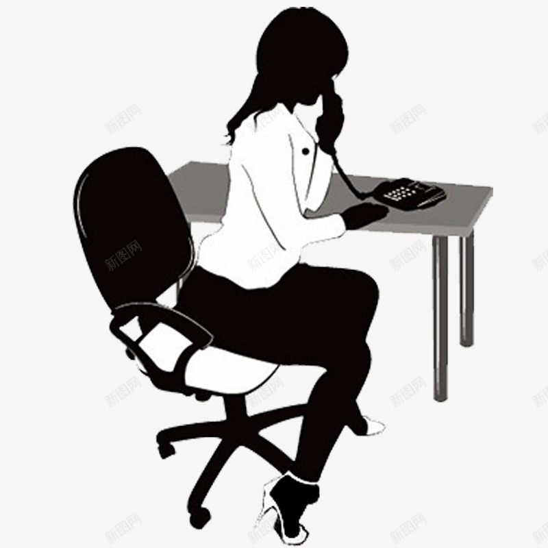 坐在椅子上打电话的女人png免抠素材_88icon https://88icon.com 办公 坐在椅子上 坐在椅子上的人 打电话 长发美女