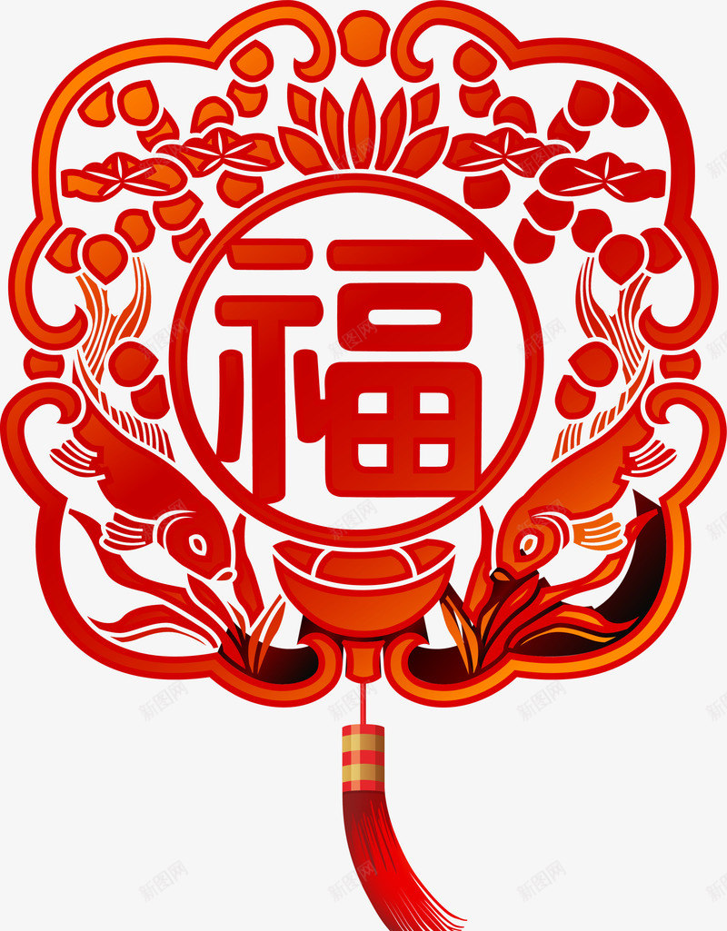 红色中国风福字花纹png免抠素材_88icon https://88icon.com 年年有余 新年 新春 春节 福到了 红色福字 花纹图案