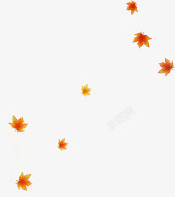 黄色手绘秋季树叶装饰素材