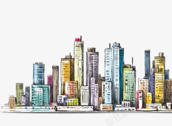 城市简图彩色城市动漫图案高清图片