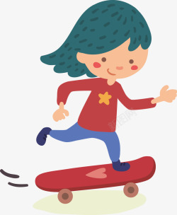 儿童熘熘车滑板女孩插画高清图片