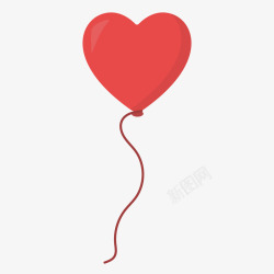 有绳子的气球红色圆弧心形情人节元素高清图片