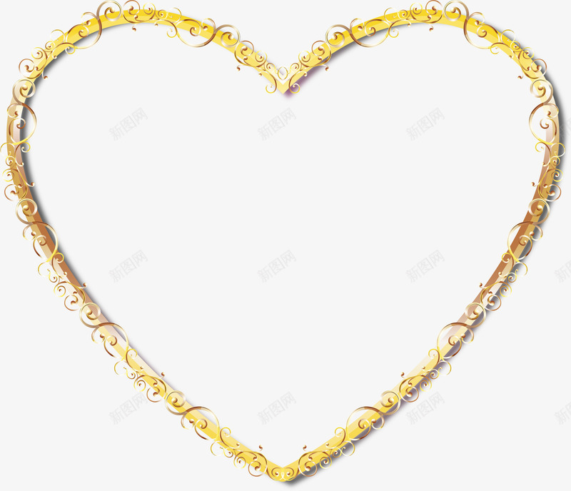 情人节金色边框心形png免抠素材_88icon https://88icon.com 心形 情人节 边框 金色