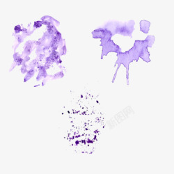 紫色水彩墨迹图素材