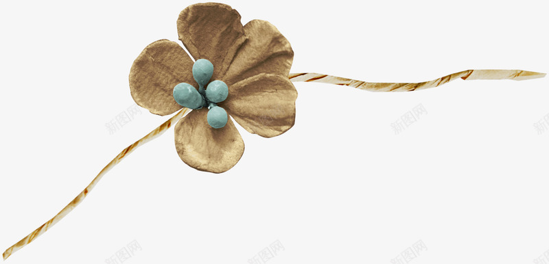 褐色花朵和蓝色花蕊png免抠素材_88icon https://88icon.com 家庭墙壁装饰素材 细绳 蓝色花蕊 褐色花朵