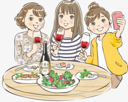 吃饭开心的笑聚会人物插画矢量图高清图片
