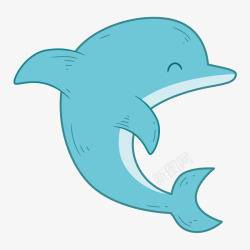 海洋插画素材手绘世界海洋日蓝色海豚矢量图高清图片
