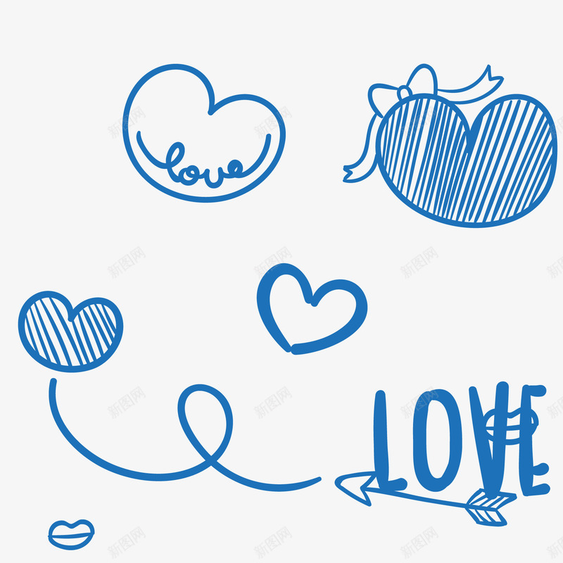 情人节元素png免抠素材_88icon https://88icon.com LOVE 心形 手绘字体 爱心 礼物 箭头 蓝色爱心