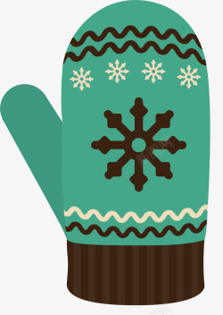 暖冬手套绿色冬日雪花手套高清图片