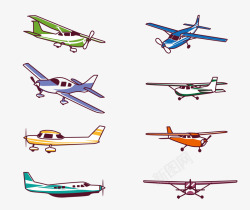 彩色卡通复古飞机模型矢量图素材