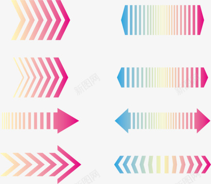 六边形组合彩色渐变箭头图标图标