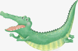 绿色卡片手绘卡通鳄鱼高清图片