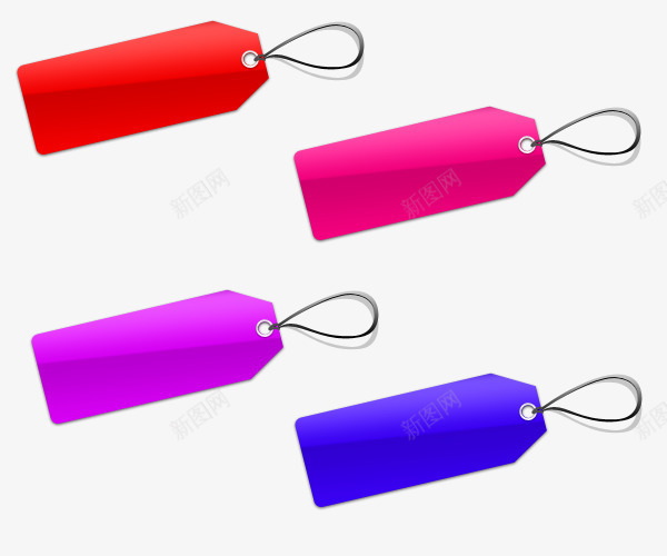 红色绳子标签png免抠素材_88icon https://88icon.com 4种颜色 促销 标签 淘宝装饰 漂浮 漂浮素材 粉色 紫色 红色 蓝色