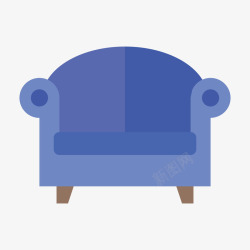 扁平化沙发蓝色扁平化沙发元素矢量图高清图片