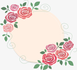 母亲节标签手绘红色玫瑰花花藤高清图片