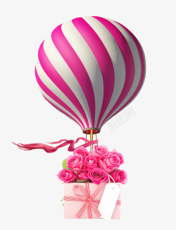 情人节表达心意娇艳花卉热气球素材