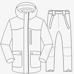 外套素描滑雪套装线条图高清图片
