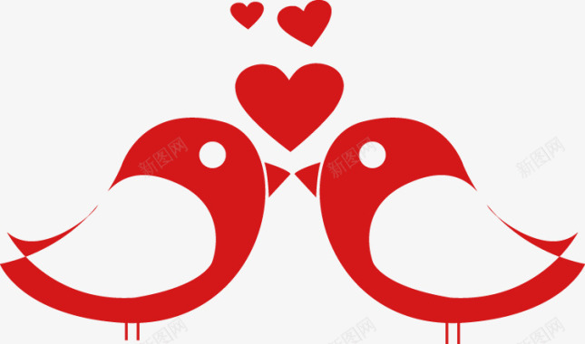 爱情鸟红色情人节元素矢量图图标图标