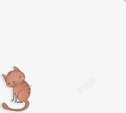 手绘棕色漫画小猫素材