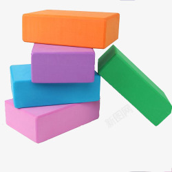 五块不同颜色的瑜伽道具瑜伽砖素材