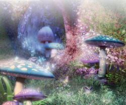 魔幻森林蘑菇森林高清图片