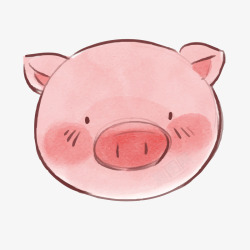 粉色手绘小猪卡通插画素材
