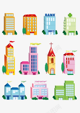 欧洲建筑教堂建筑图标集图标