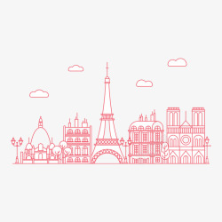 铁塔梦幻粉色线条城市高清图片