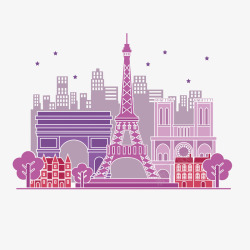 巴黎紫色的埃菲尔铁塔素材