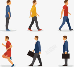 图形创意创意插画走路步行日男士彩绘位图矢量图高清图片