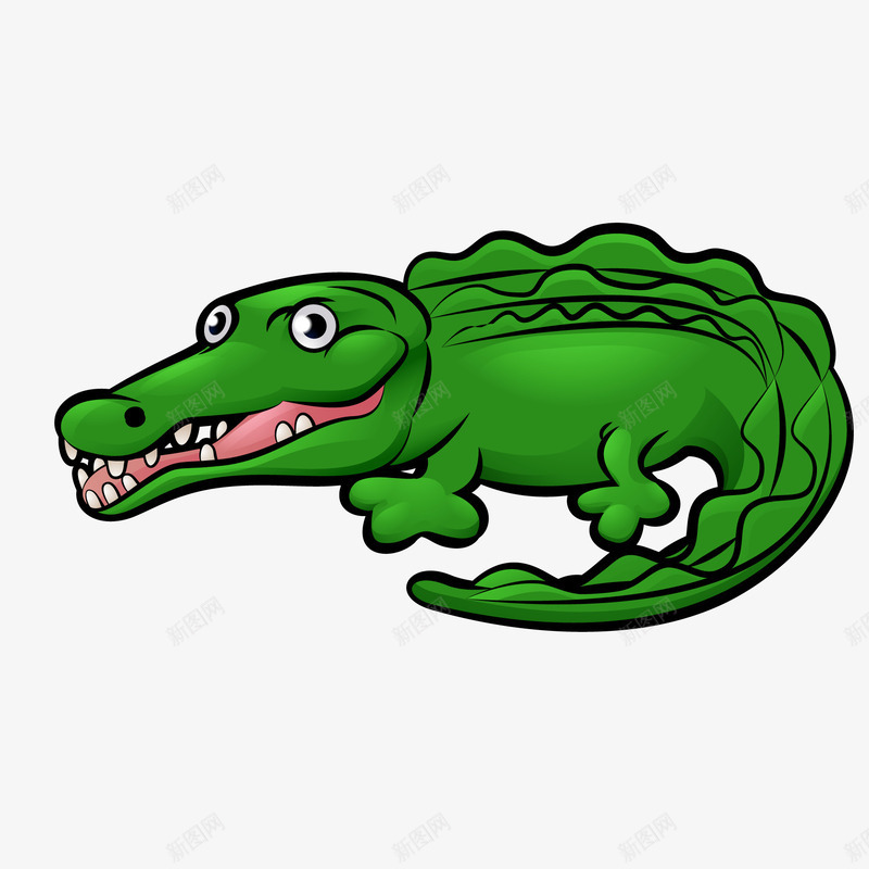 卡通绿色的鳄鱼动物png免抠素材_88icon https://88icon.com 动物设计 卡通 森林 热带雨林 绿色 鳄鱼