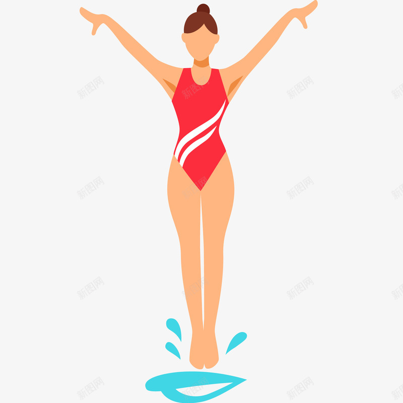 运动员跳水插画矢量图ai免抠素材_88icon https://88icon.com 免抠PNG 奥运 女士 女运动员 竞技 跳水比赛 运动员跳水矢量插画 矢量图