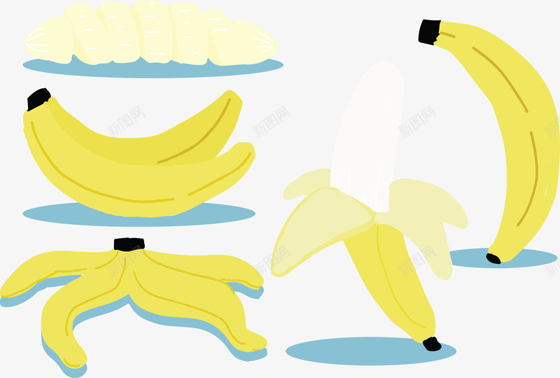 黄色香蕉矢量图eps免抠素材_88icon https://88icon.com 切片 水果 矢量PNG 颜色 香蕉皮 黄色香蕉 矢量图