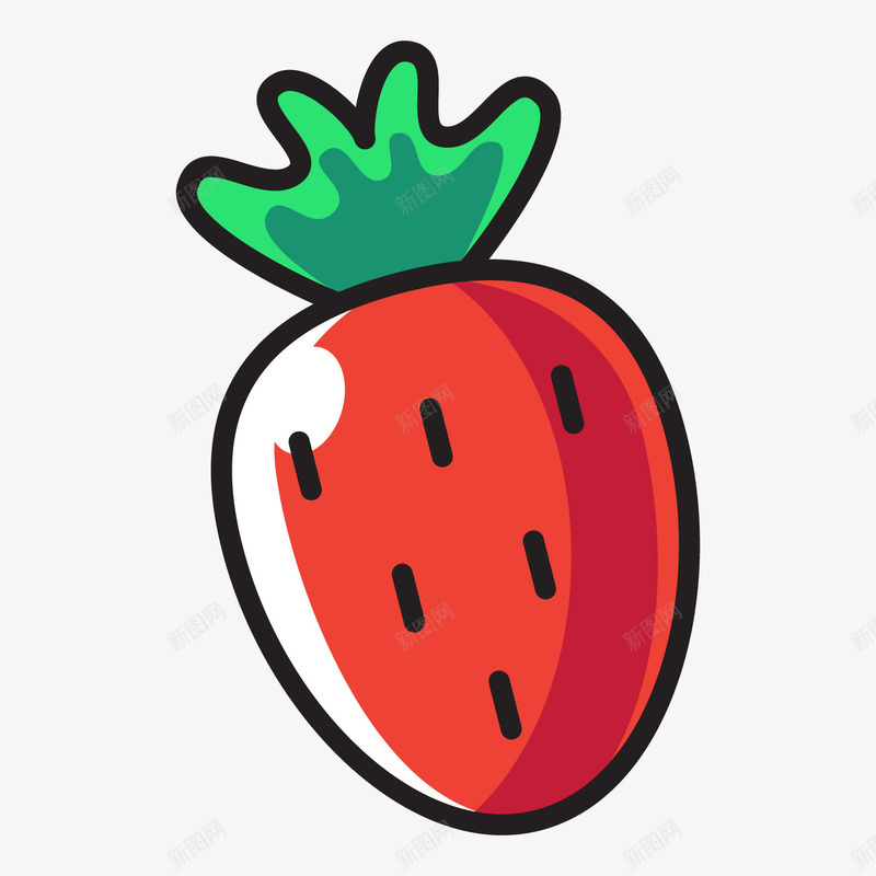 彩色手绘草莓食物元素矢量图ai免抠素材_88icon https://88icon.com 卡通插画 叶子 吃的 彩色 手绘 水果 草莓 食物 矢量图